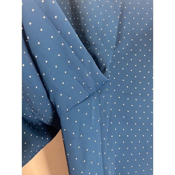 J Jill Pant Women XL Blue Polka Dot Wide Leg Retro Boho Resort Preppy Classic - Picture 4 of 12